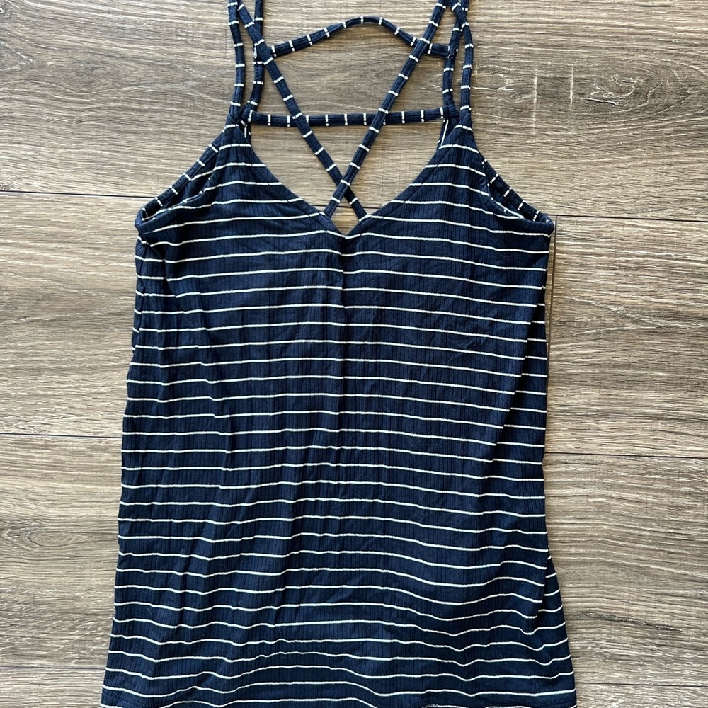 Hollister Navy and White Backless Tank Top